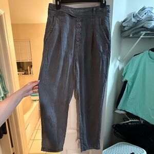 American Eagle Outfitters Gray High-Waist Button-Fly Chinos